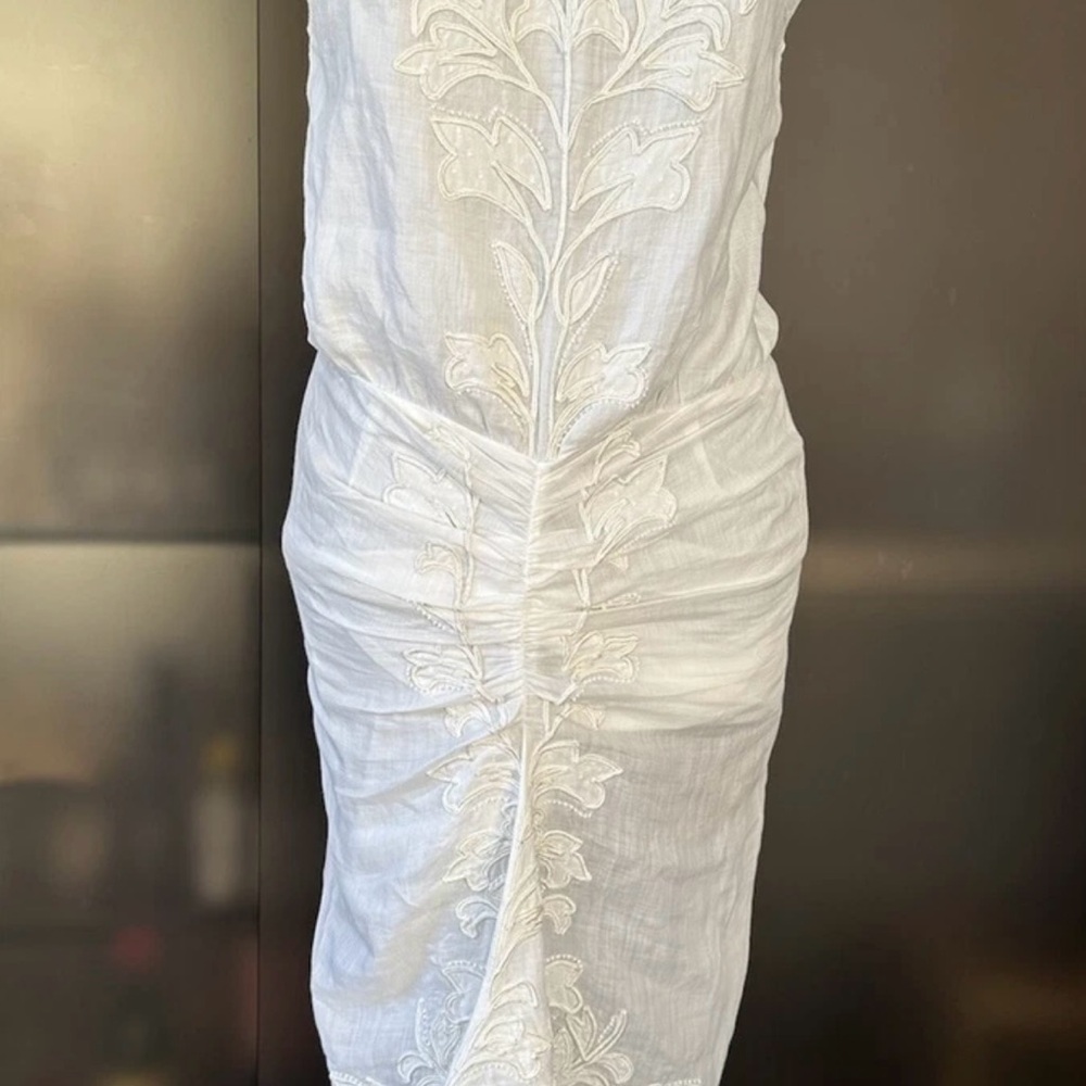 Veronica Beard couture white beaded emvroidery linen Goddess dress(bridal)4(S/M)